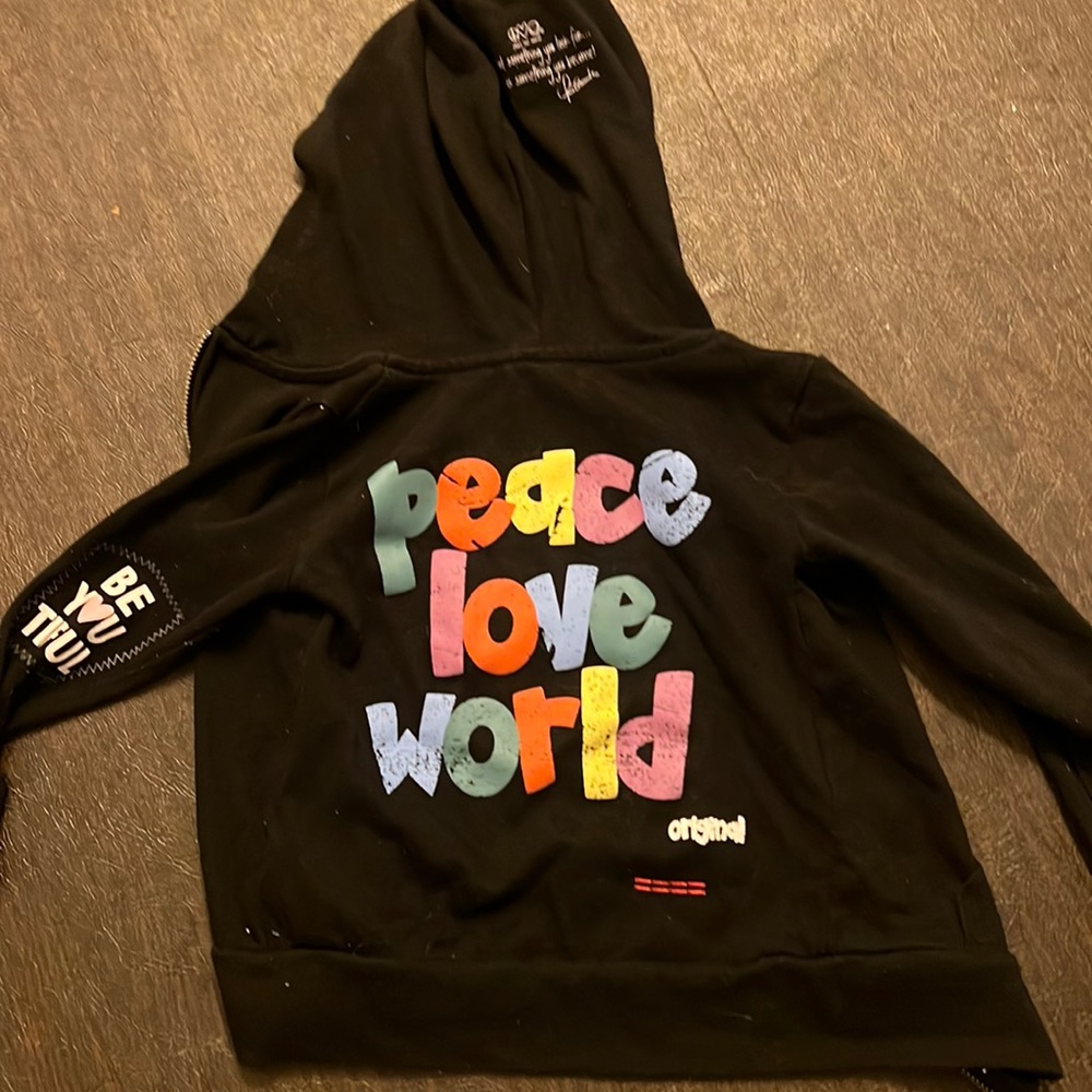 PEACE LOVE WORLD Youth Zip Up Hoodie 4T